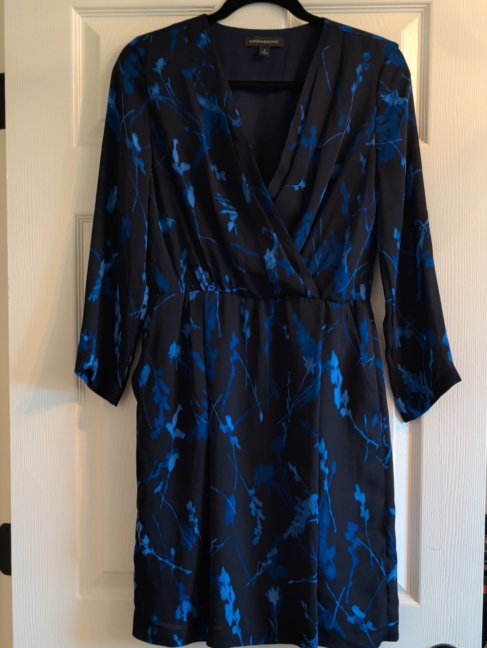 Banana Republic Navy Dress with Electric Blue Floral Print